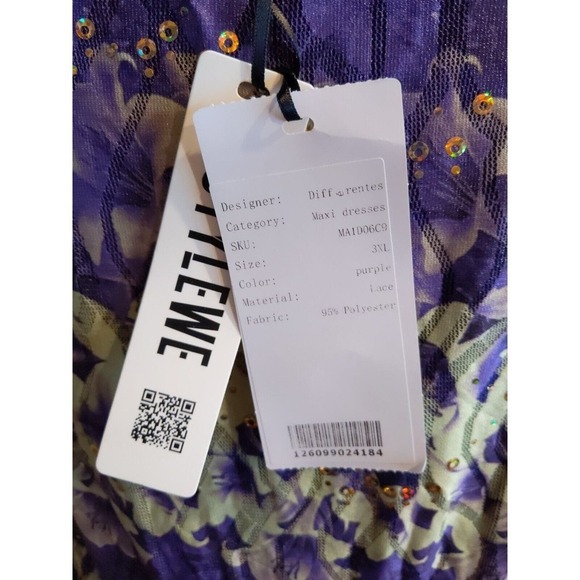 NWT Differentes Purple Flounce Mother bride groom sequin Maxi Dress Sz 12 Large - Picture 7 of 10